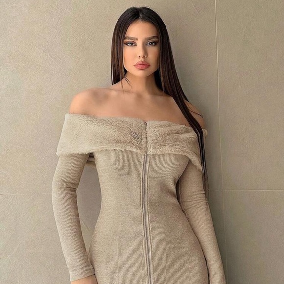 Dresses & Skirts - Used lightly Faux Fur Midi Dress